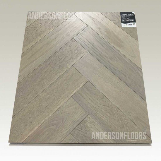 Vidar American Oak Herringbone - Silver Stone